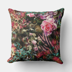 Coussin Collage floral et Poster de animal désorganisé
