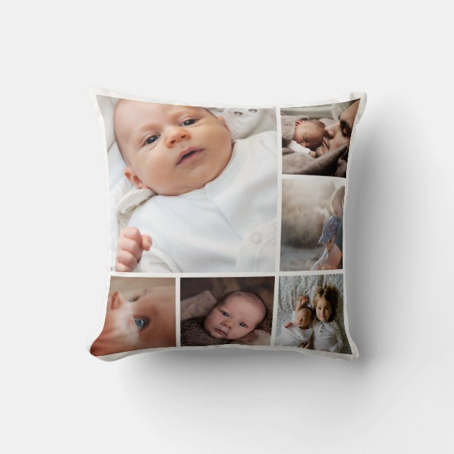 Coussin Collage personnalisé de photo de monogramme (Recto)