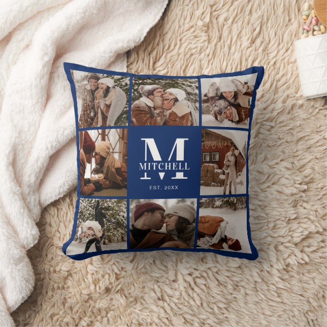 Coussin Collage photo bleu de la Marine moderne Personnali (Couverture)