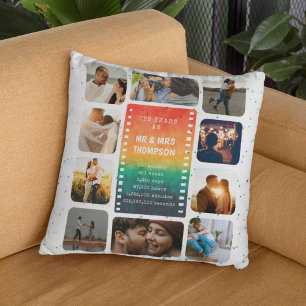 Coussin Collage photo de coucher de soleil M. et Mme 10e a