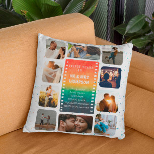 Coussin Collage photo de coucher de soleil M. et Mme 20e a