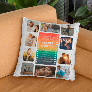 Coussin Collage photo de coucher de soleil M. et Mme 25e a