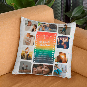 Coussin Collage photo de coucher de soleil M. et Mme 60e a
