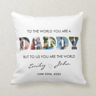 Coussin  Collage photo de Fête des pères papa personnalisé