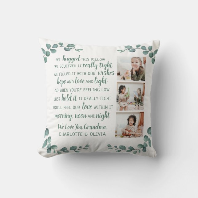 Coussin Collage photo de la citation de grand-mère personn (Recto)