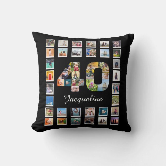 Coussin Collage photo de la famille du 40e anniversaire 47 (Recto)