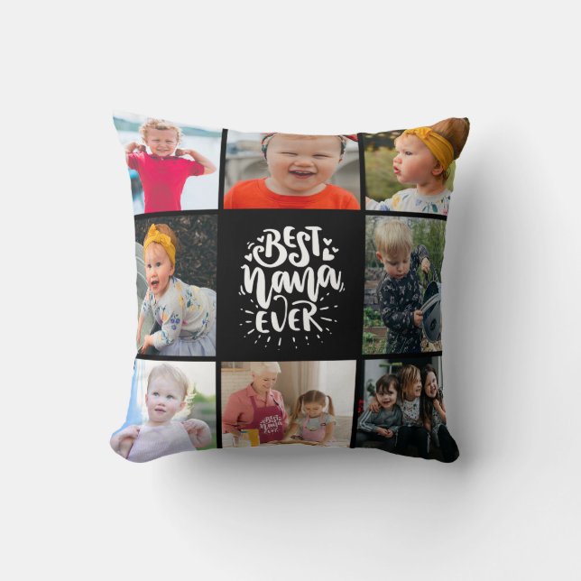 Coussin Collage photo de la grand-mère de Best Nana Ever  (Recto)