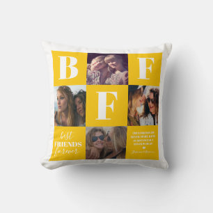 Coussin Collage photo de meilleures amies BFF Jaune