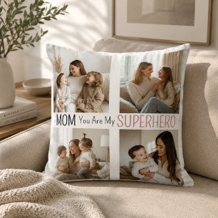 Coussin Collage Photo de Super-Héroïne Maman Moderne Perso