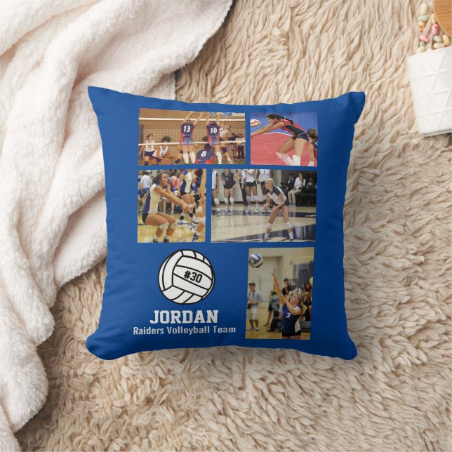 Coussin Collage photo de volley-ball personnalisé Nom d'éq (Couverture)