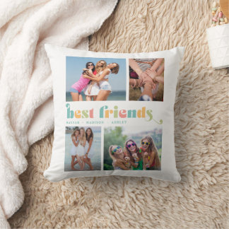 Coussin Collage photo des meilleurs amis Colorful Retro