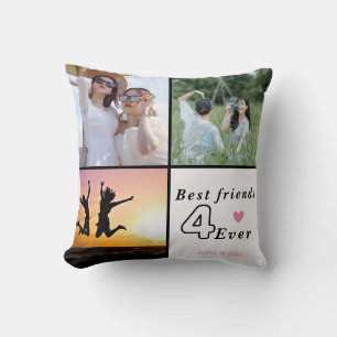 Coussin Collage photo des meilleurs amis pour toujours - P