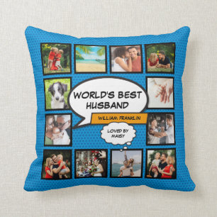 Coussin Collage photo du meilleur Cool mari du monde