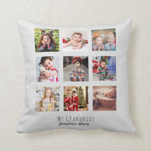 Coussin Collage photo Grand-enfants Petit-enfants Monogram