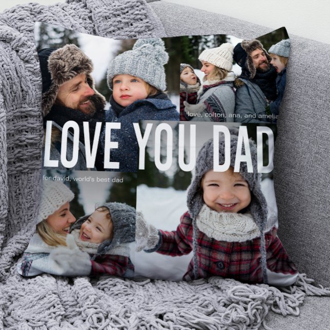 Coussin Collage photo Love You Dad (Créateur téléchargé)