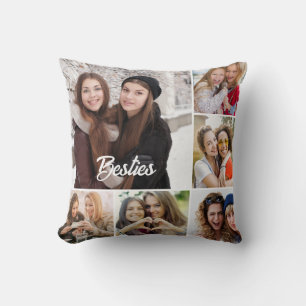 Coussin Collage photo « Meilleures amies » personnalisé 