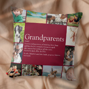 Coussin Collage photo moderne et amusant pour grands-paren