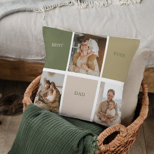 Coussin Collage photo moderne Meilleur papa Jamais Cadeau