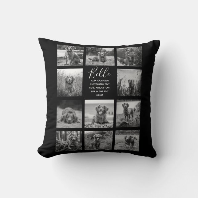 Coussin Collage photo personnalisé 11 noir (Recto)