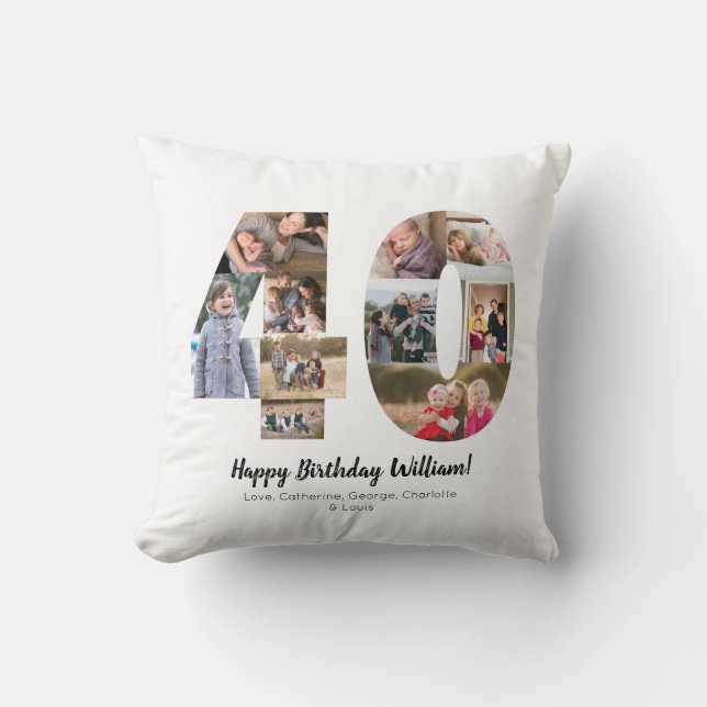 Coussin Collage photo personnalisé 40 nombres moderne cart (Recto)