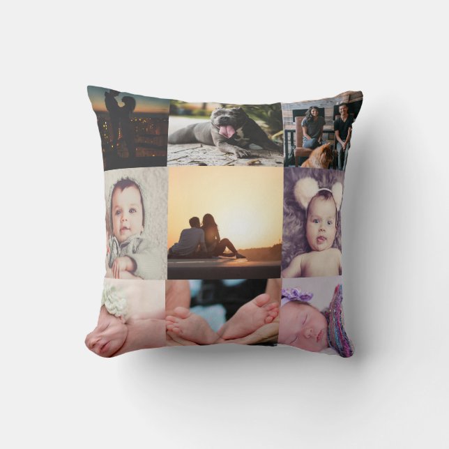 Coussin Collage photo Personnalisé 9 Photo (Recto)