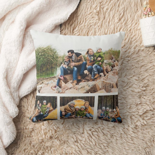 Coussin Collage photo personnalisé blanc élégant (Couverture)