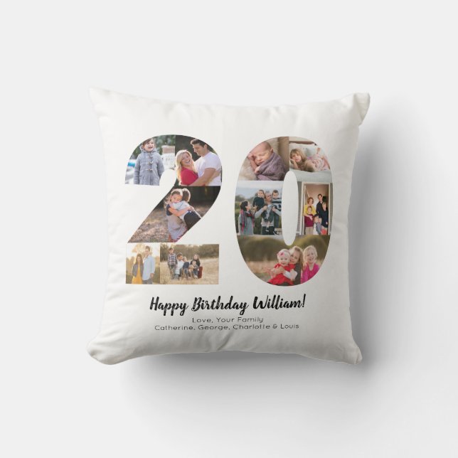 Coussin Collage photo personnalisé de 20 chiffres en style (Recto)
