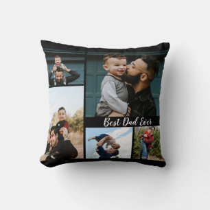 Coussin Collage photo personnalisé du meilleur papa jamais