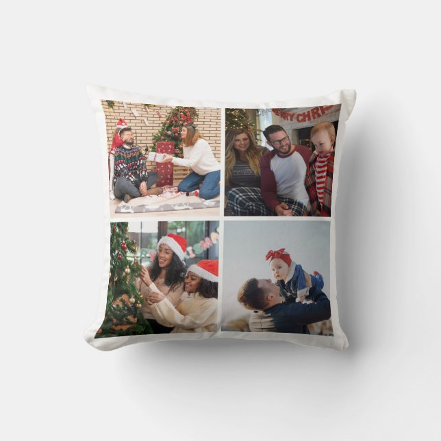 Coussin Collage photo personnalisé moderne quatre (Recto)