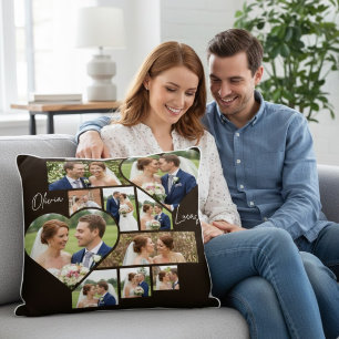 Coussin Collage photo personnalisé pour le 1er anniversair