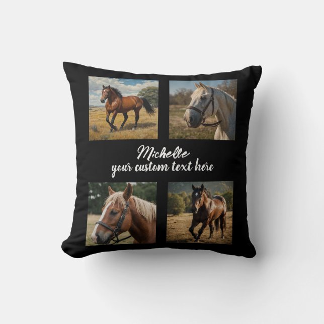 Coussin Collage photo tendance Personnalisé Cheval Lover (Recto)