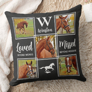 Coussin Collage photo unique personnalisé Horse Memorial