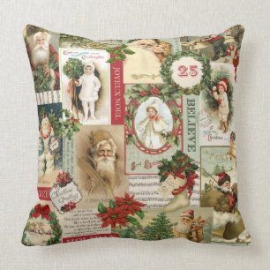 COUSSIN COLLAGE VINTAGE DE NOËL