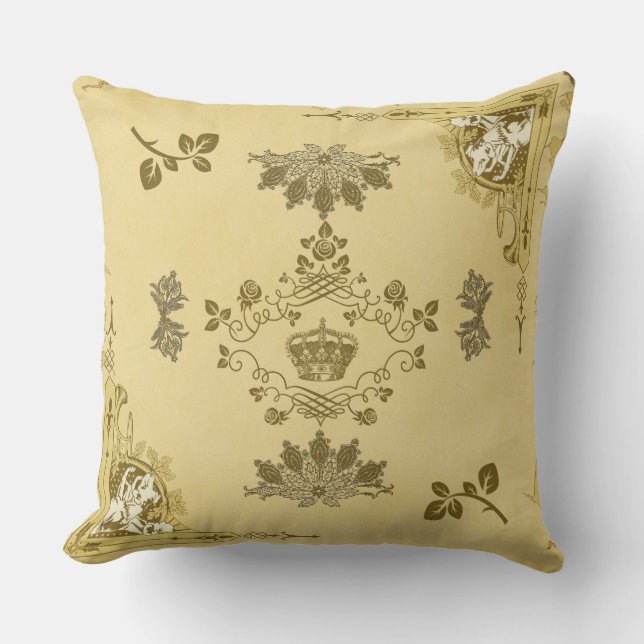 Coussin Collage vintage Retro avec dentelle et fleurs (Recto)