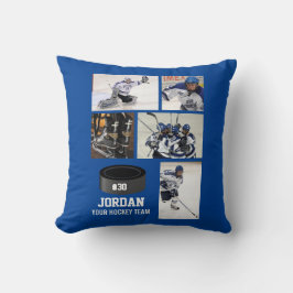 Coussin Collecte photo de hockey personnalisé Nom de l'équ