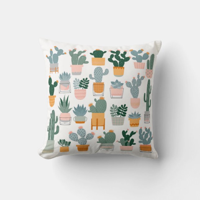Coussin Collection Cactus dans Pots Design (Recto)