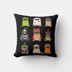 Coussin Collection de carlins Happy Pugoween Cos Éffrayant