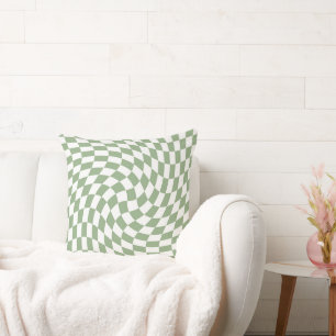 Coussin Collection de mariage Vert Sauge à carreaux vérifi