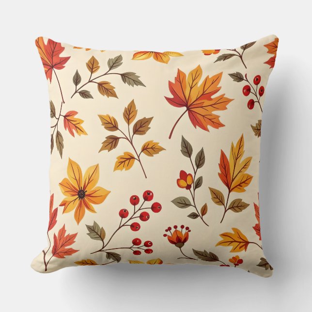 Coussin Collection d'impression Feuilles et canneberges d' (Recto)