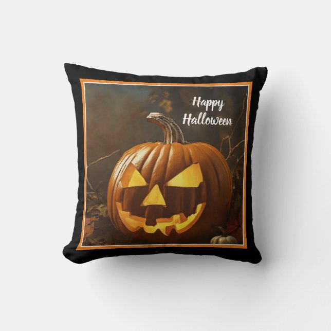 Coussin Collection Halloween grand Citrouille (Recto)