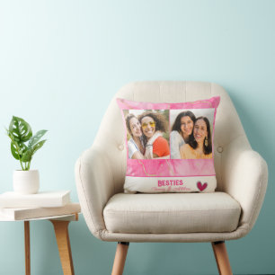 Coussin Collection photo moderne du meilleur ami rose et o