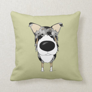 Coussin Colley lisse bleu de Merle de grand nez
