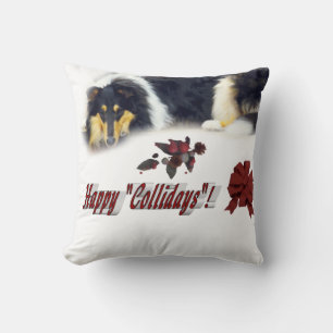 Coussin Collie Trois Couleurs Noël