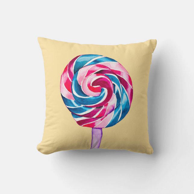 Coussin Collipop eau couleur bonbon art (Recto)