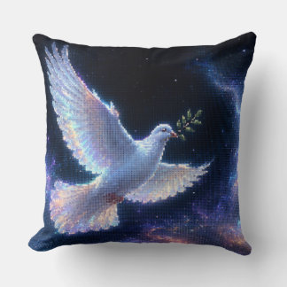 Coussin Colombe éthérée de la paix dans la lumière cosmiqu