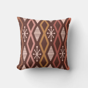 Coussin Colonnes Diamond de l'Âge Atomique brûlées Orange
