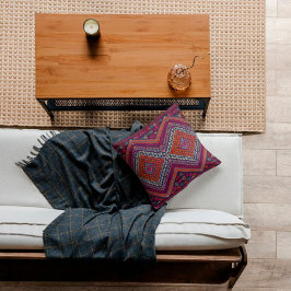 Coussin Coloré Magenta Orange Vintage Turc Kilim Rug