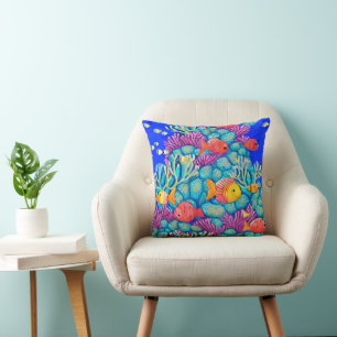 Coussin Coloré sous-marin Coral Reef Motif sans couture