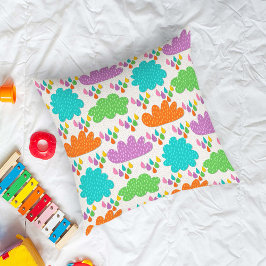 Coussin Colorful Clouds and Raindrops