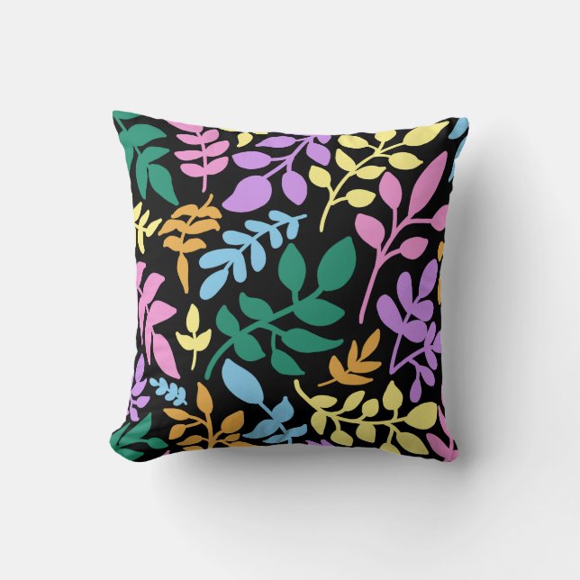 Coussin Colorful foliage in black background (Recto)